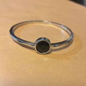 Paparazzi Silver Bangle with Black Accent